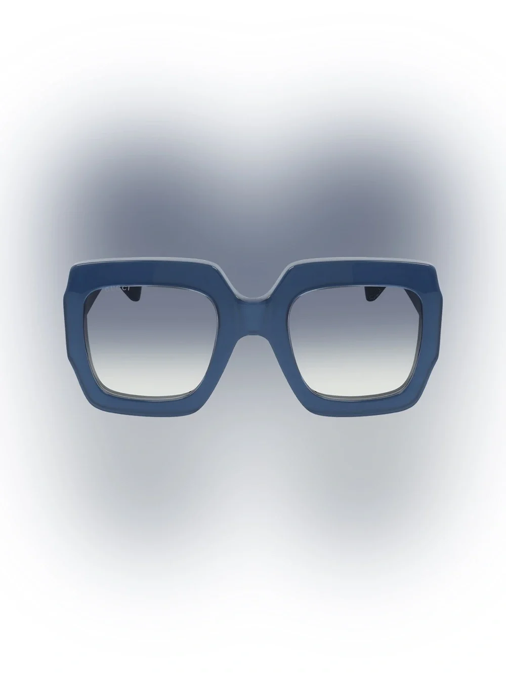 Gucci Oversized Navy Square Sunglasses with Gold Temples